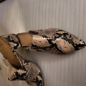 SNAKESKIN STYLE OPEN BA K BOOTIES BLACK GREY & TAN BNWB
